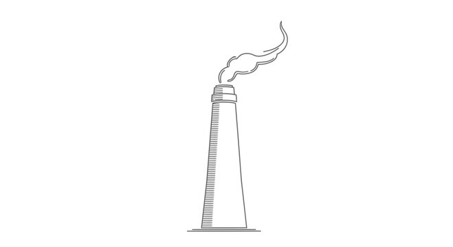 Industrial Chimney with Smoke Emission, Environmental Impact Illustration