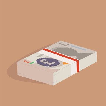 British money, pounds, quid, stack of cash, UK, vector illustration