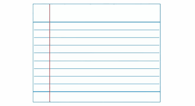 Lined paper with blue lines and a red margin line