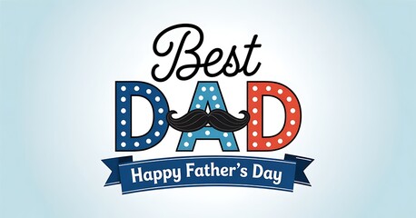 Fototapeta premium Best dad happy father's day colorful greeting card