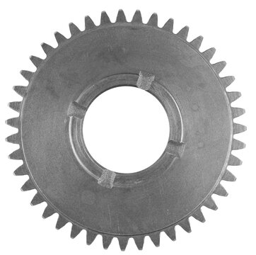 One steel cog gear on white