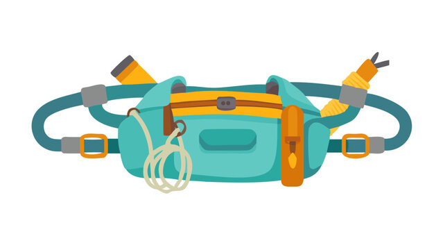 Backpack, sport bag with ropes, belt fanny pack .vector