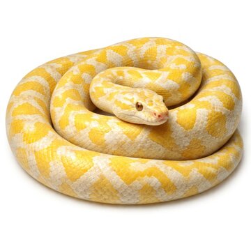 Vibrant yellow python coiled gracefully.