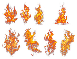 Fototapeta na wymiar PNG Vibrant flames collection illustration on transparent background