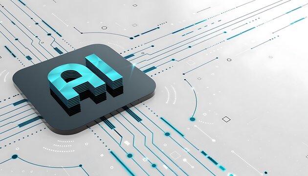 Artificial Intelligence hardware concept. Glowing blue brain circuit on microchip on computer motherboard. For big data processing, ai trading, machine learning