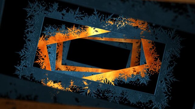 Christmas Frames Gold And Blue New Year Looped And Alpha Channel Background