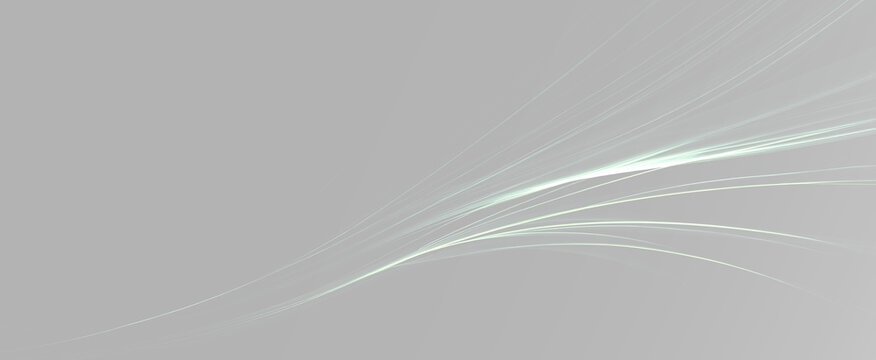 Green flowing luminous curves with smooth wave motion creating a modern energy rhythm and graceful dynamic line composition, overlay green lines