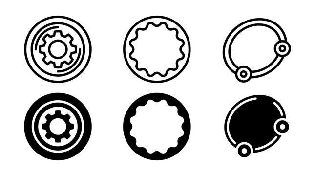 Versatile industrial machinery parts and circular mechanical icons set with machinery mechanical technical industry