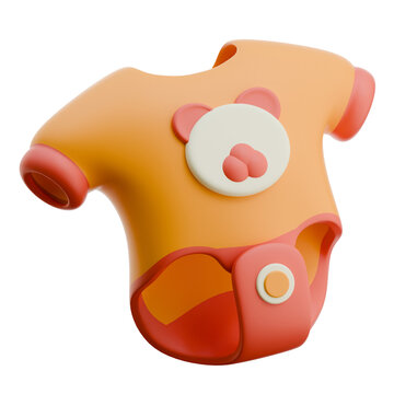 3D baby bodysuit onesie clothing featuring cute bear emblem for newborn infant nursery fashion