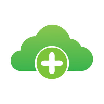Green cloud icon with a plus sign