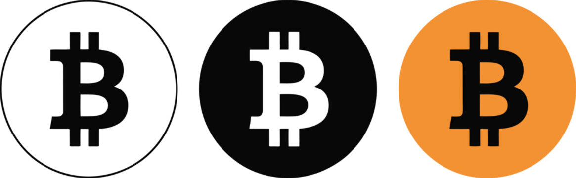 Bitcoin, cryptocurrency icon set, digital currency symbols in different styles representing blockchain finance investment and crypto trading concept.