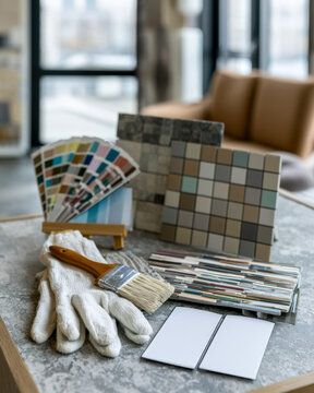 Tile Samples And Color Swatches For Interior Renovation Planning