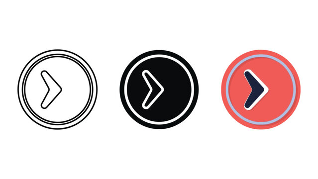 Set of arrow icons in circle frames vector illustration