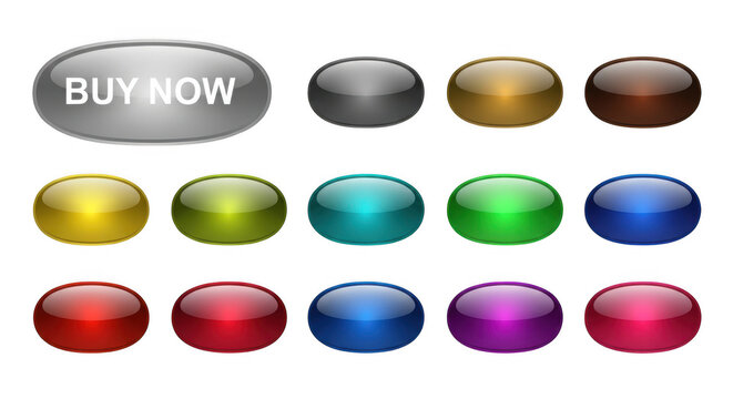 Colorful shiny button icons set with buy now tag