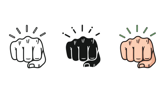 Fist bump hand gesture vector illustration set