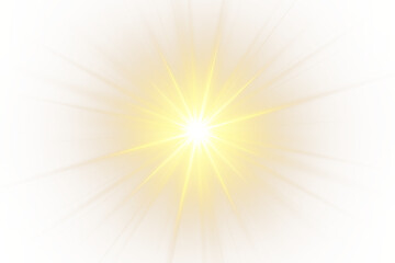 Obraz premium Gold starburst with bright sunbeams PNG. Special lens flare light effect for holiday design background.