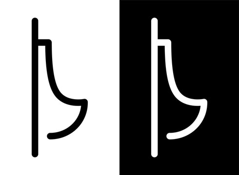 Side view urinal outline icon. Minimalist restroom symbol for men's toilet navigation, sanitation and public hygiene. Clean vector graphic