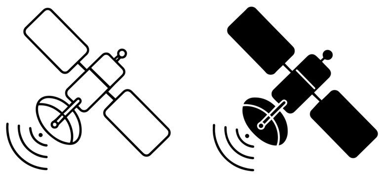 space satellite icon in line style