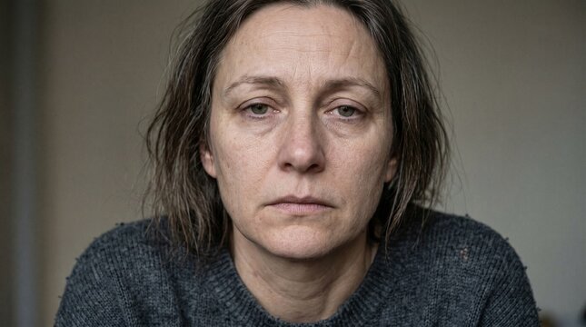 Closeup Portrait Representing Learned Helplessness in Psychology