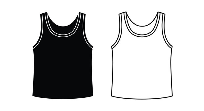 Tank Top Silhouettes Black And White Line Art Illustration
