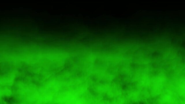 Realistic green fog or toxic smoke overlay effect on a dark black background
