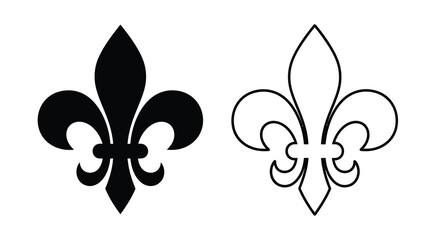 Fleur de lis Silhouettes Black And White Line Art © Munna