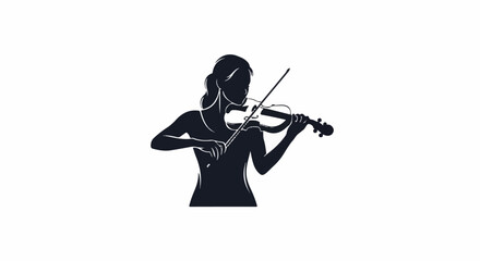 Fototapeta premium Silhouette of a woman playing a violin with artistic flair