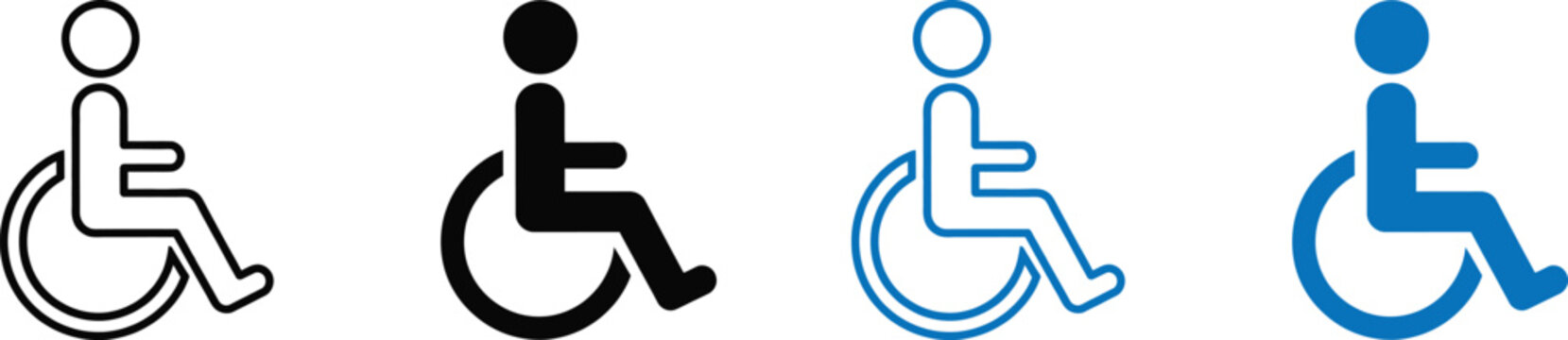 Accessibility icon set gray black blue and color