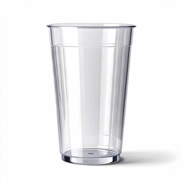 A tall, translucent, empty, reusable drinking cup with a subtle rim