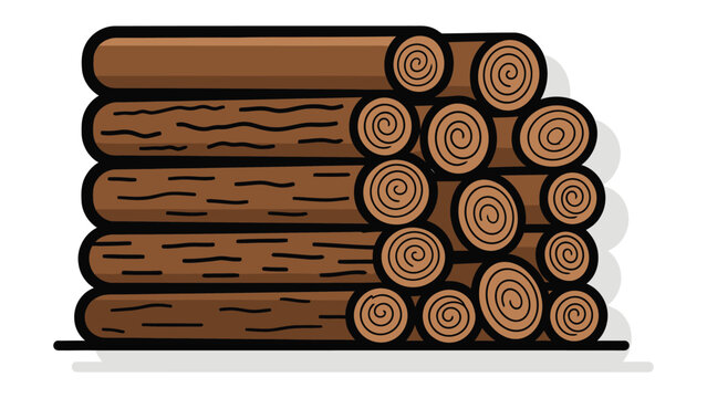 Stacked wooden logs pile industrial timber supply