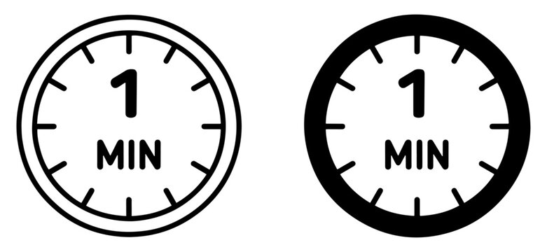 one minute timer flat vector icon