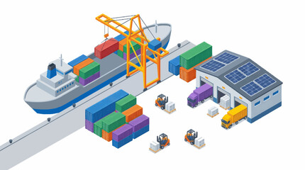 Fototapeta premium Container Ship Loading and Unloading at a Modern Port Facility.