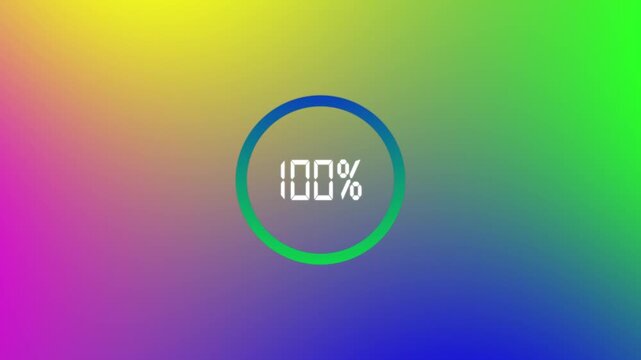 Thirty one percent loading circle progress indicator on multicolored background