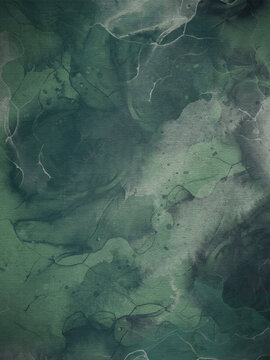Deep Forest Green Watercolor Fluid Texture on Canvas Background