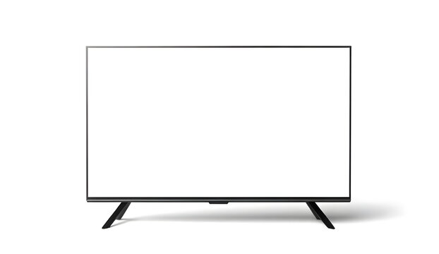 Modern flat screen TV, blank screen, black frame, sleek television, display mockup