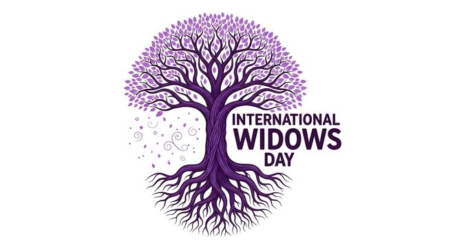 International widows day illustration with a purple tree