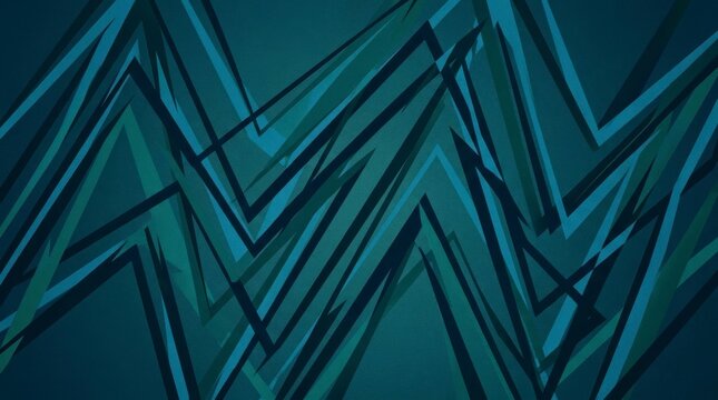 Abstract dark blue and teal geometric background with dynamic layered zigzag lines and sharp angles