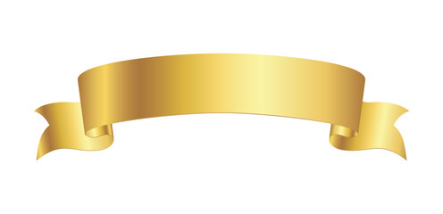 Obraz premium Golden ribbon banner isolated icon on a white background. Shiny gold scroll, decorative label. Vector illustration
