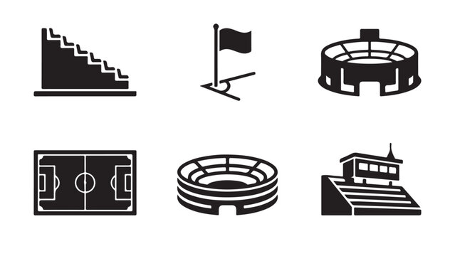 Soccer Stadium and Sports Field Icon Set