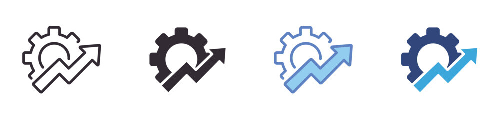 Obraz premium Operational Growth Icon Set, business optimization concept, performance improvement and process efficiency, productivity management and growth strategy, vector icons