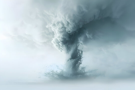 Dramatic explosion of smoke and water with billowing clouds in motion