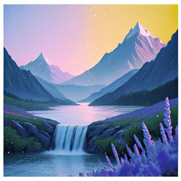 Pastel vista in soft hues representing a tranquil setting [with copy space]