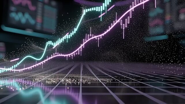 Dynamic Digital Stock Market Graphs Showing Financial Growth.