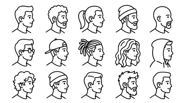 Set of diverse people profile icons