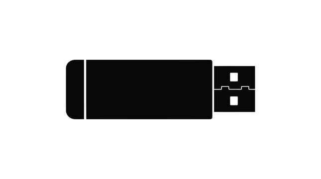 Usb Flash Drive Silhouette On A White Background