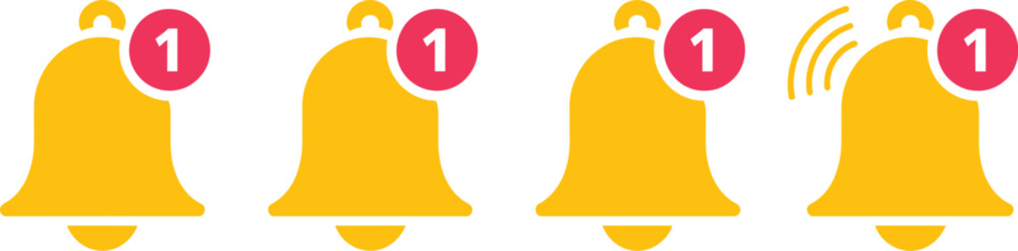 Notification, bells icon, vector bell symbol representing app notifications incoming messages alerts reminders and user interface design.