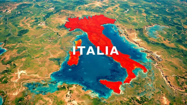 Aerial view of Italy with highlighted region