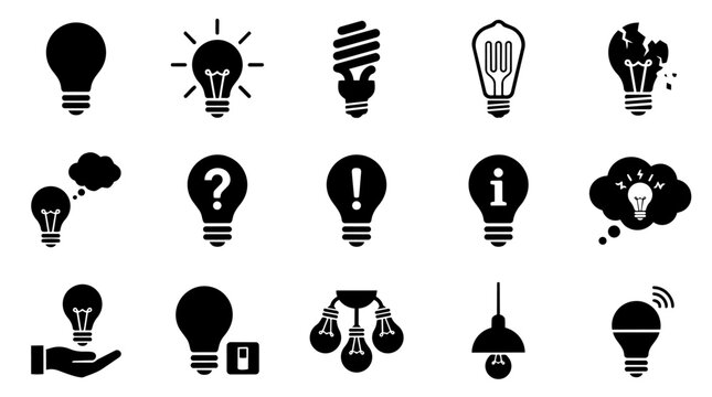 Various lightbulb concept icons