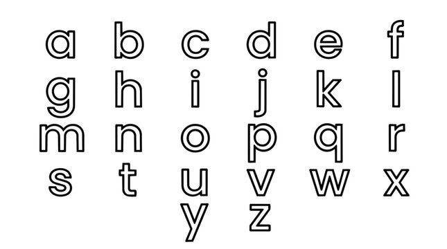 Lowercase English alphabet letters outline