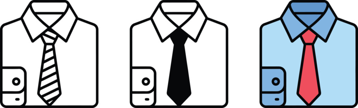 Shirt, and tie icon, career fashion and formal clothing symbol representing corporate identity professional business and office attire.